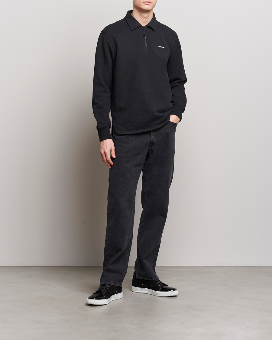 Herre | Gensere | Stone Island | Heavy Cotton Fleece Half Zip Sweatshirt Black