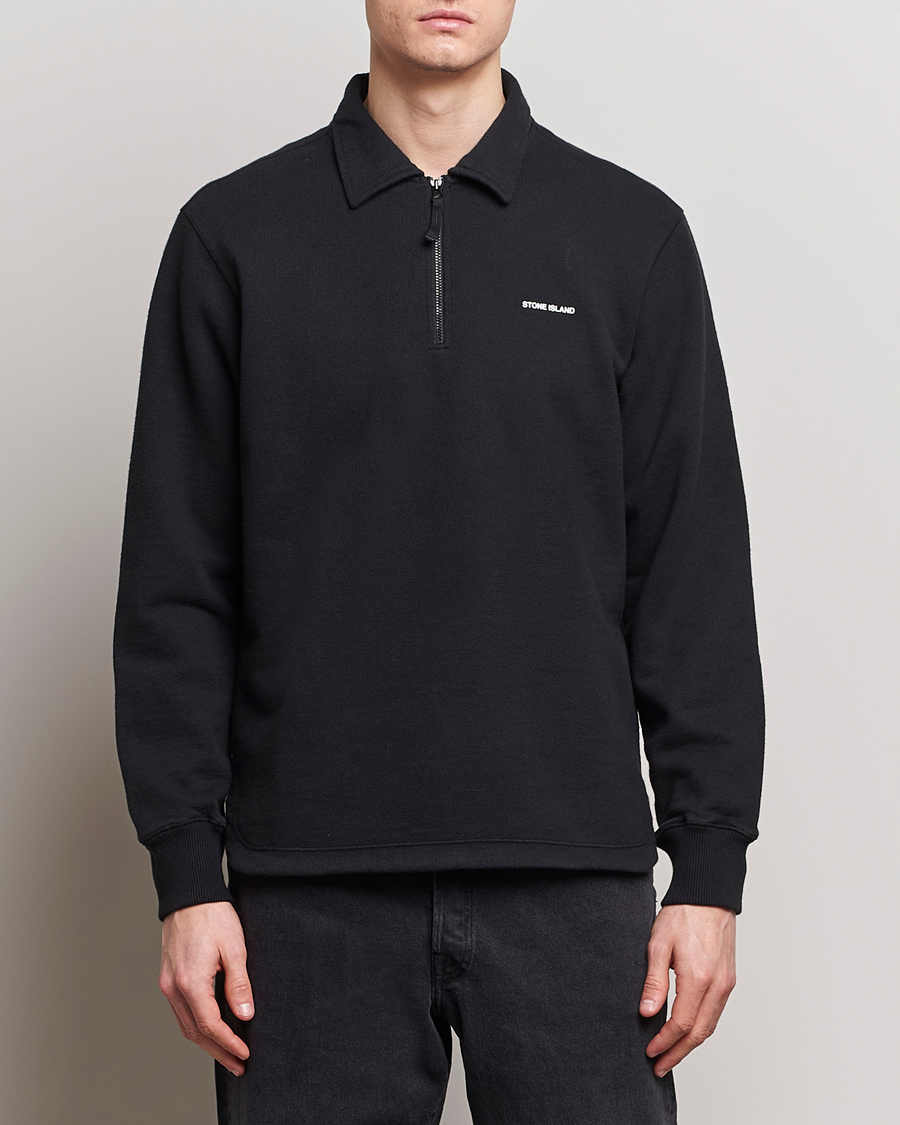 Herr | Stone Island | Stone Island | Heavy Cotton Fleece Half Zip Sweatshirt Black