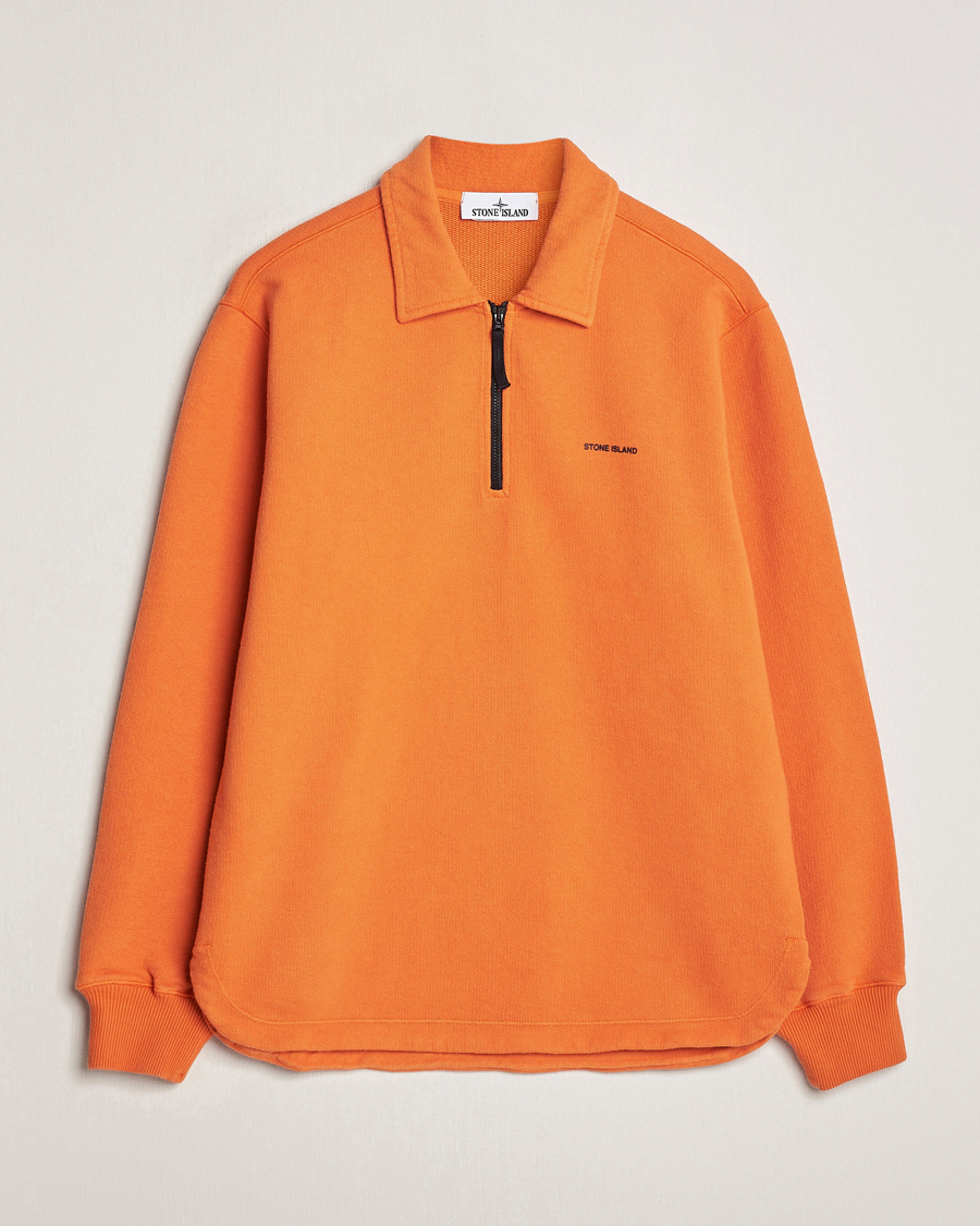 Herre | Gensere | Stone Island | Heavy Cotton Fleece Half Zip Sweatshirt Orange