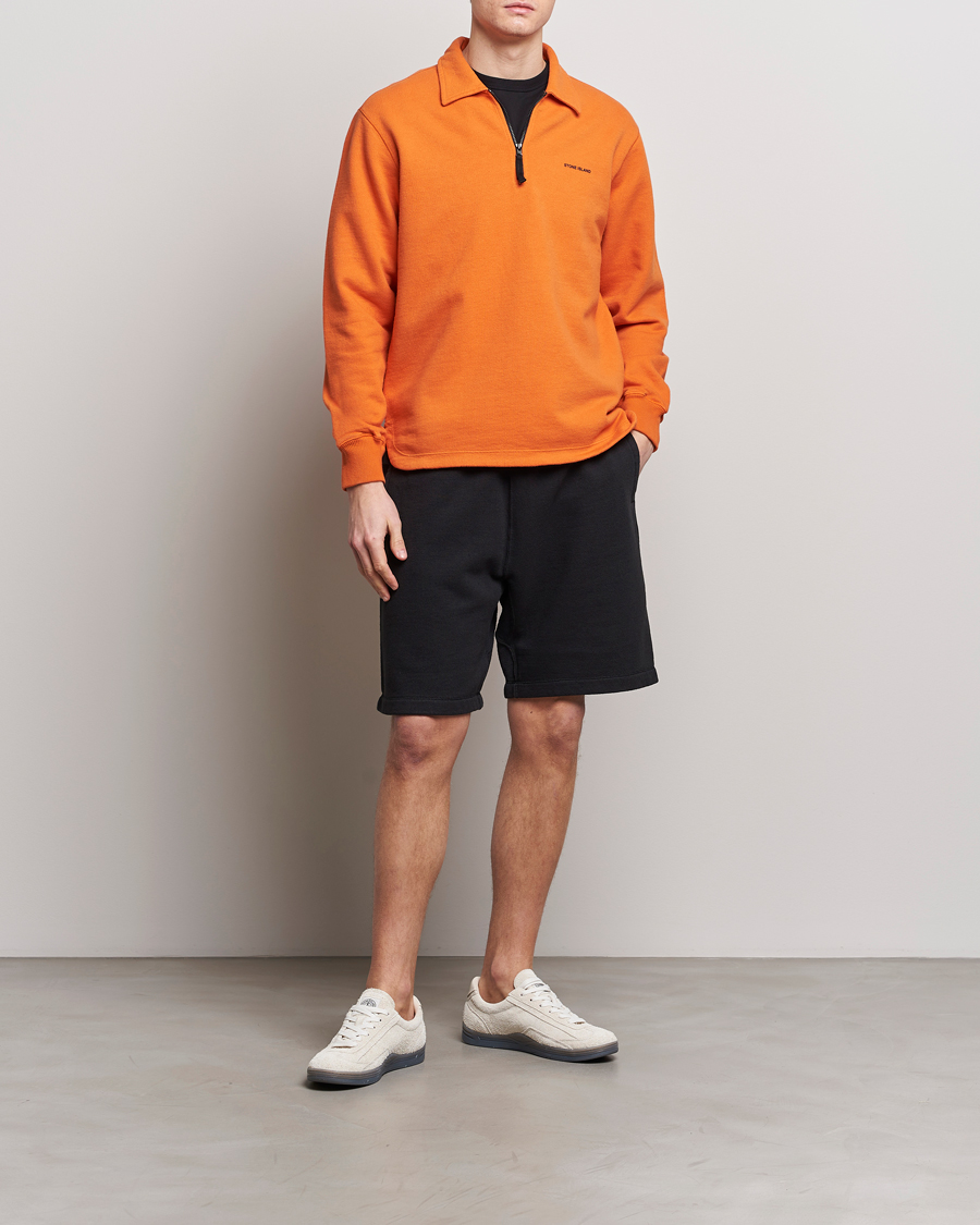 Herre | Gensere | Stone Island | Heavy Cotton Fleece Half Zip Sweatshirt Orange