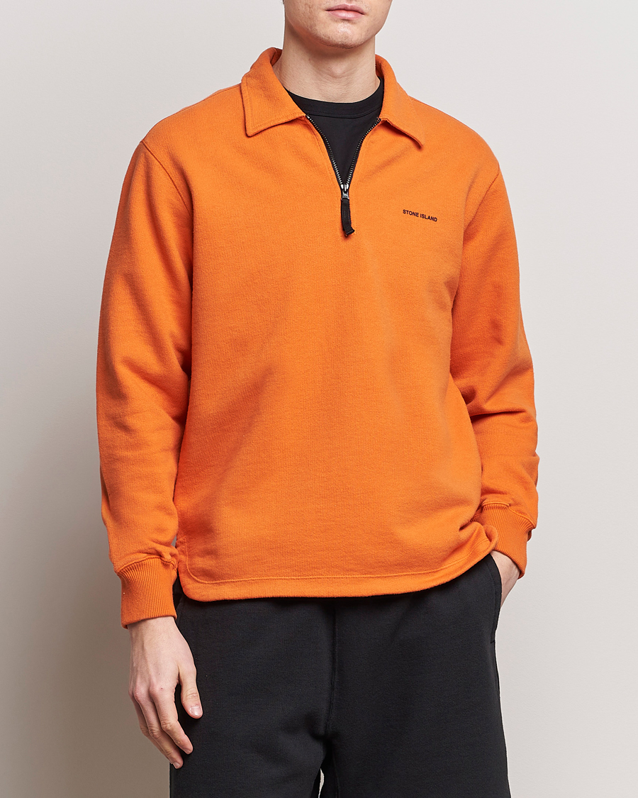 Herre | Nye varemerker | Stone Island | Heavy Cotton Fleece Half Zip Sweatshirt Orange