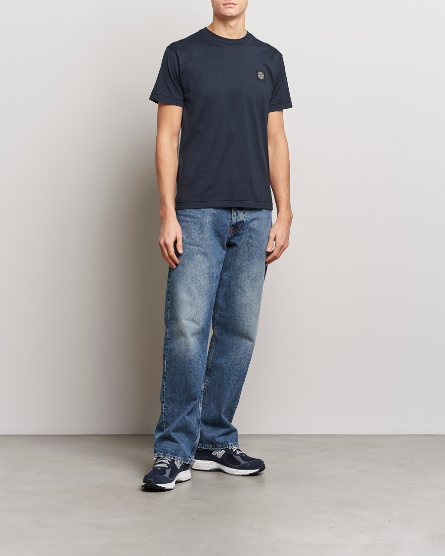Herre | T-Shirts | Stone Island | Garment Dyed Cotton Jersey T-Shirt Navy Blue