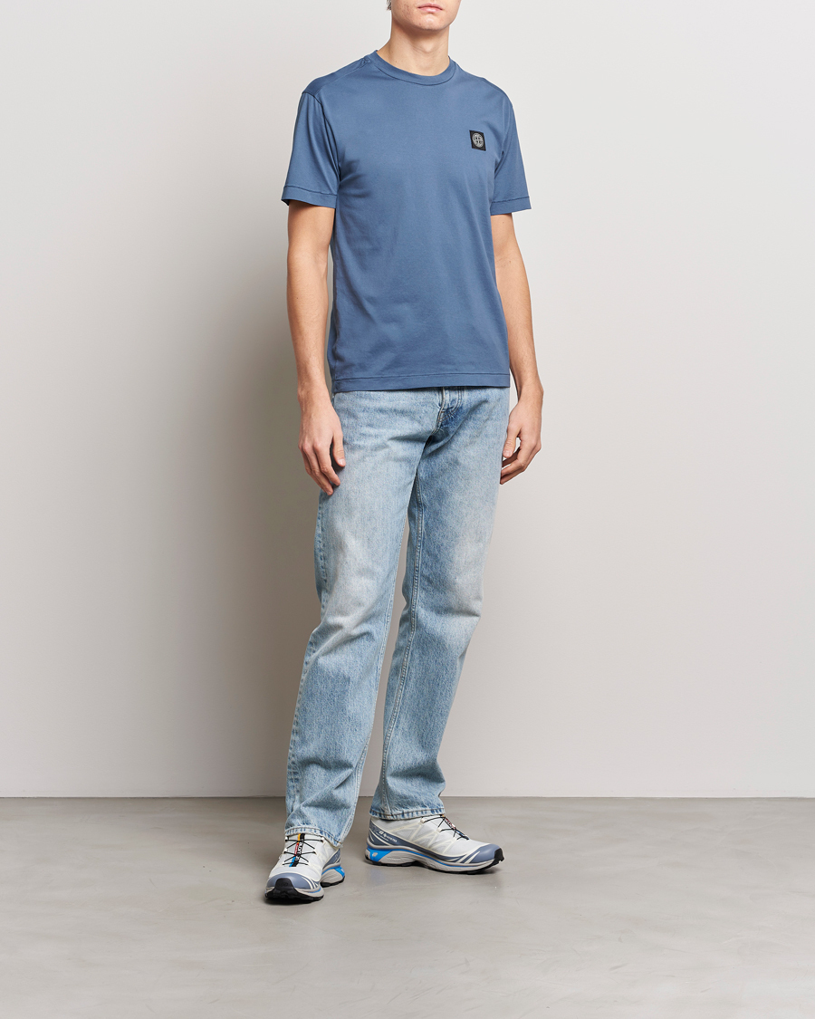 Herre | T-Shirts | Stone Island | Garment Dyed Cotton Jersey T-Shirt Dark Blue