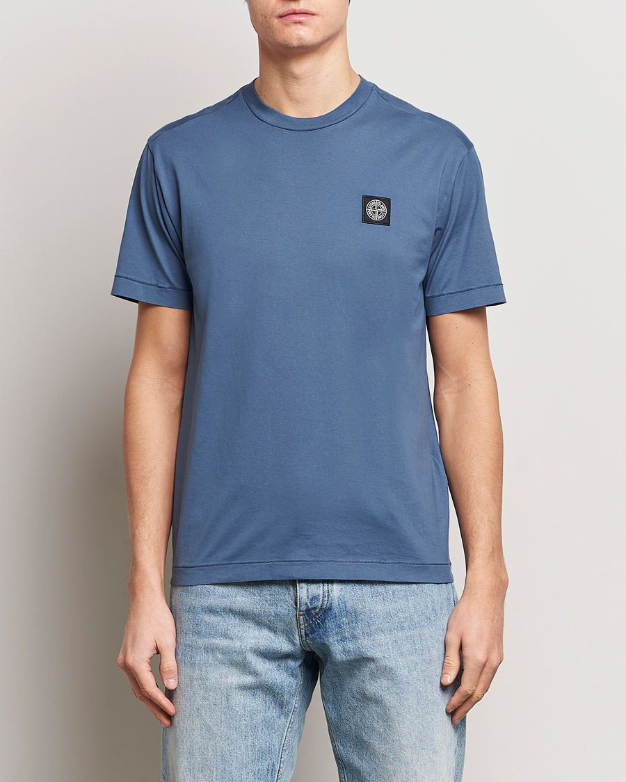 Herre | T-Shirts | Stone Island | Garment Dyed Cotton Jersey T-Shirt Dark Blue