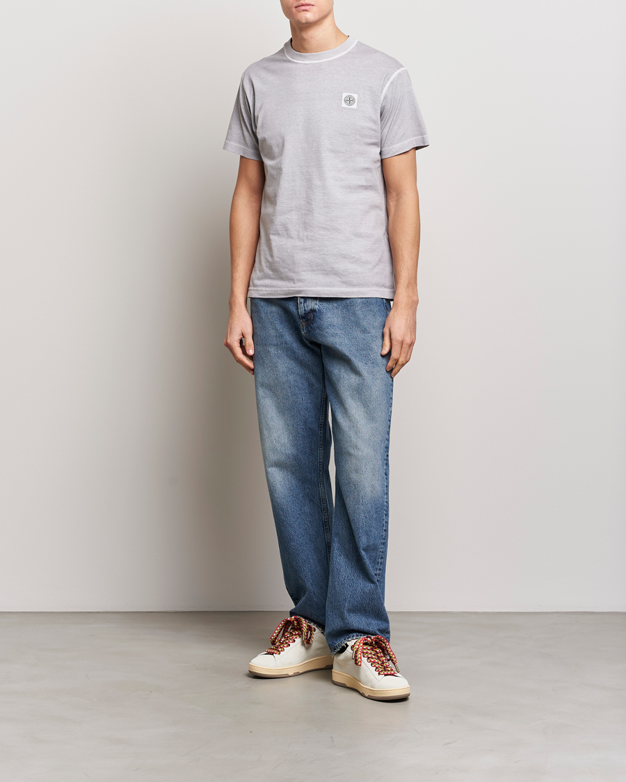 Herre | T-Shirts | Stone Island | Organic Cotton Fissato Effect T-Shirt Dust