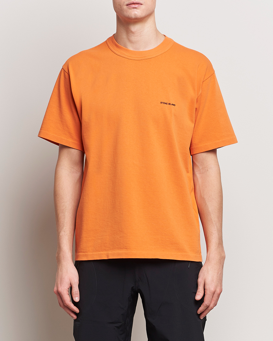 Herre | T-Shirts | Stone Island | Cotton Jersey Small Logo T-Shirt Orange