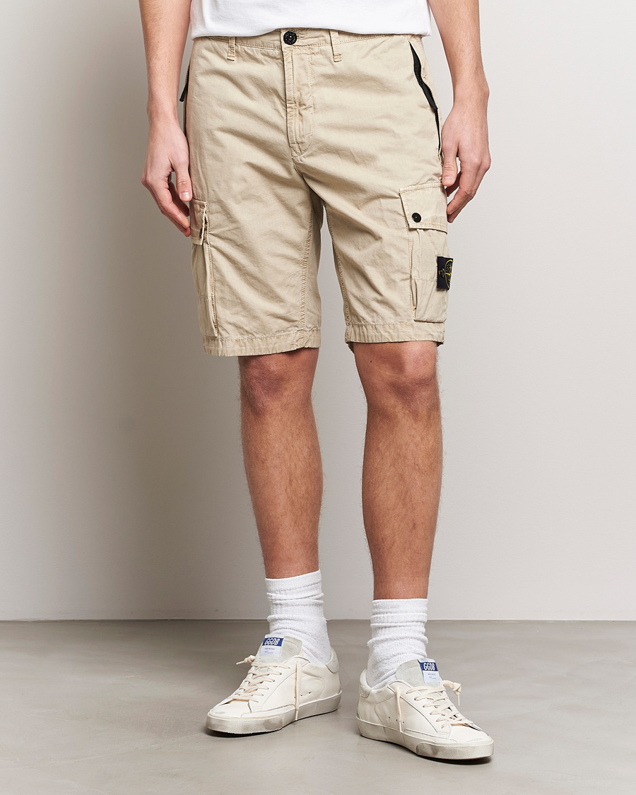 Men | Stone Island | Stone Island | Brushed Cotton Canvas Cargo Shorts Sand