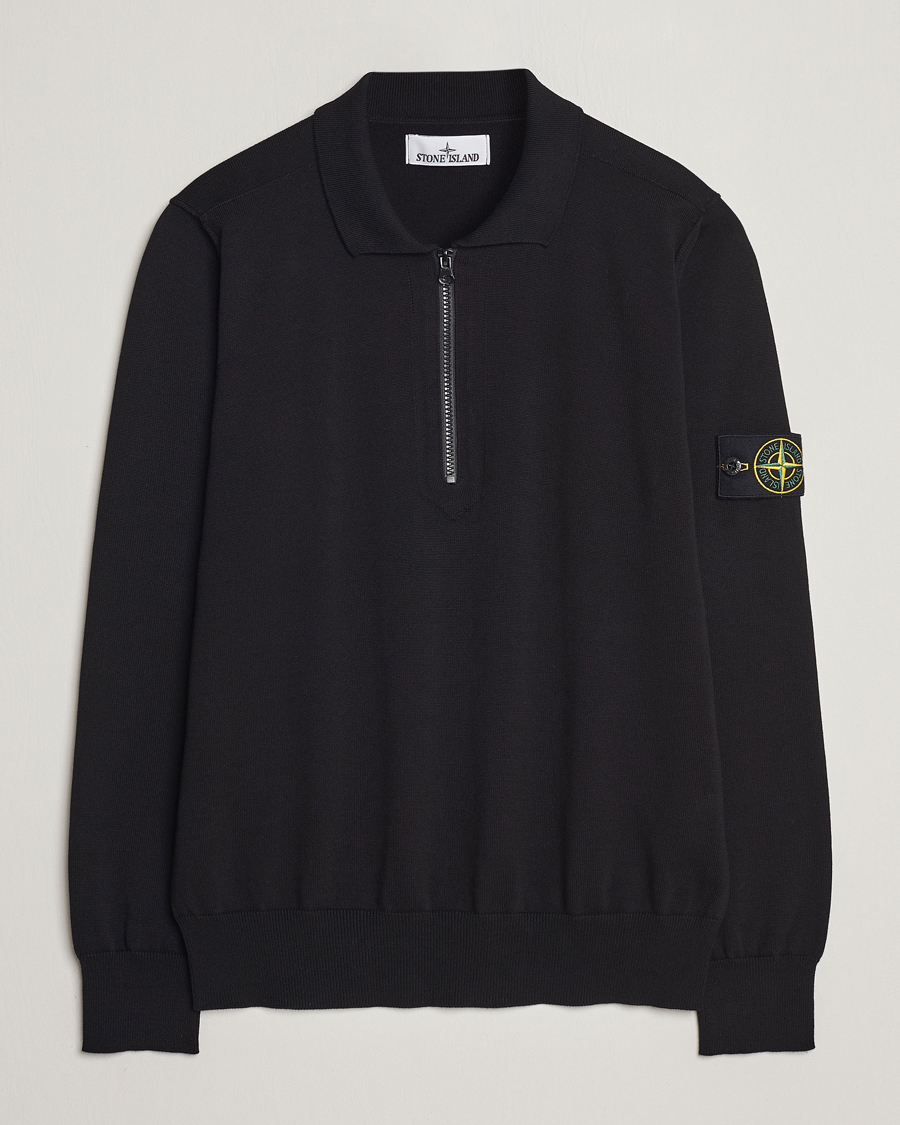 Herre | Nye varemerker | Stone Island | Organic Cotton Half Zip Poloshirt Black