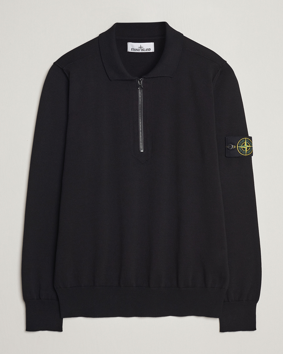 Herre | Gensere | Stone Island | Organic Cotton Half Zip Poloshirt Black