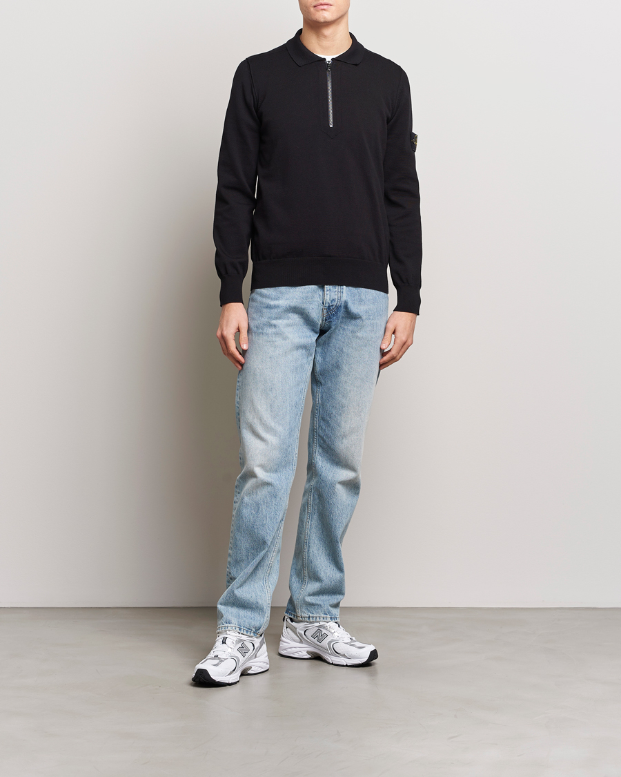 Herre | Gensere | Stone Island | Organic Cotton Half Zip Poloshirt Black