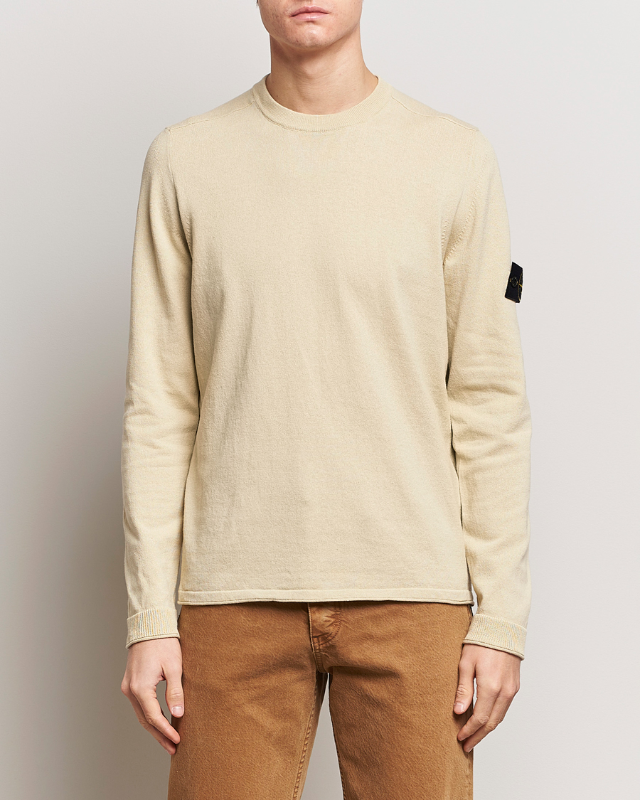 Herre | Wardrobe basics | Stone Island | Raw Hand Organic Cotton Crew Neck Natural Beige