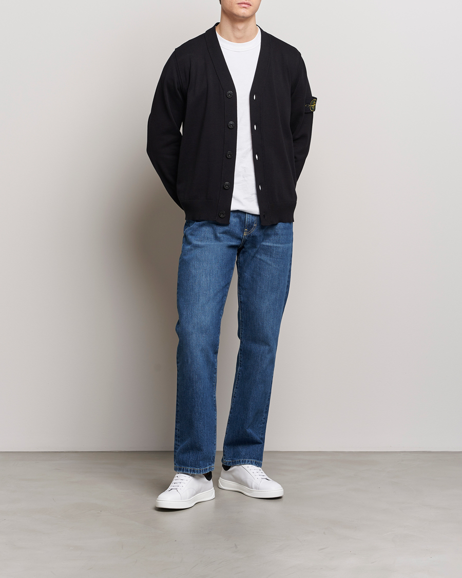 Herre | Gensere | Stone Island | Soft Organic Cotton Cardigan Black