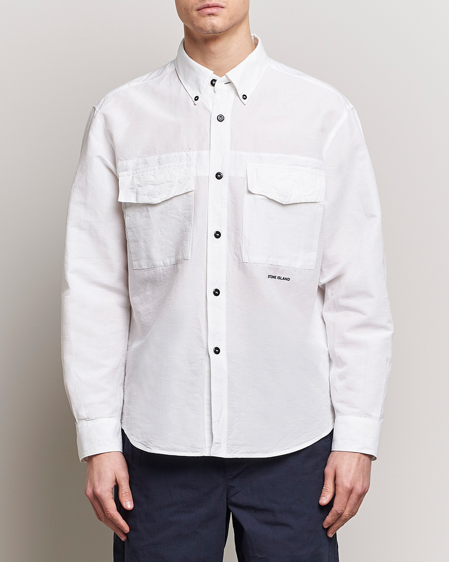 Herre | Klær | Stone Island | Cotton/Hemp Pocket Overshirt White