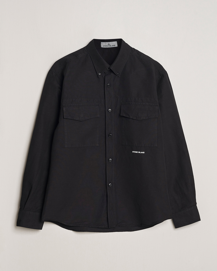 Herre | Skjorter | Stone Island | Cotton/Hemp Pocket Overshirt Black