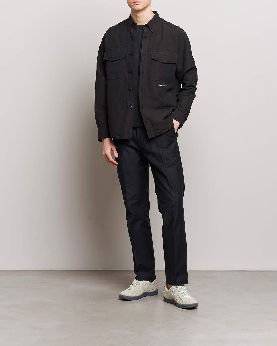 Herre | Skjorter | Stone Island | Cotton/Hemp Pocket Overshirt Black