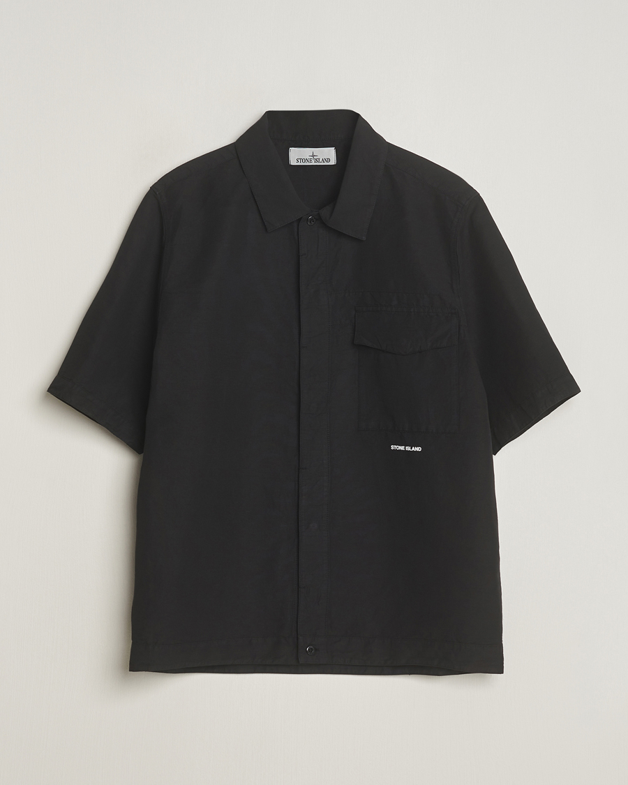 Herre | Skjorter | Stone Island | Cotton/Hemp Short Sleeve Shirts Black