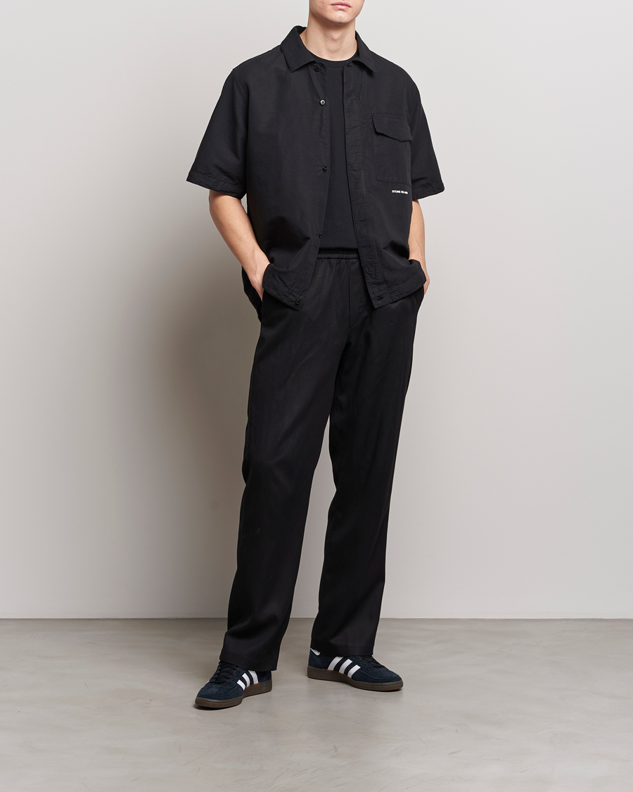 Herre | Skjorter | Stone Island | Cotton/Hemp Short Sleeve Shirts Black