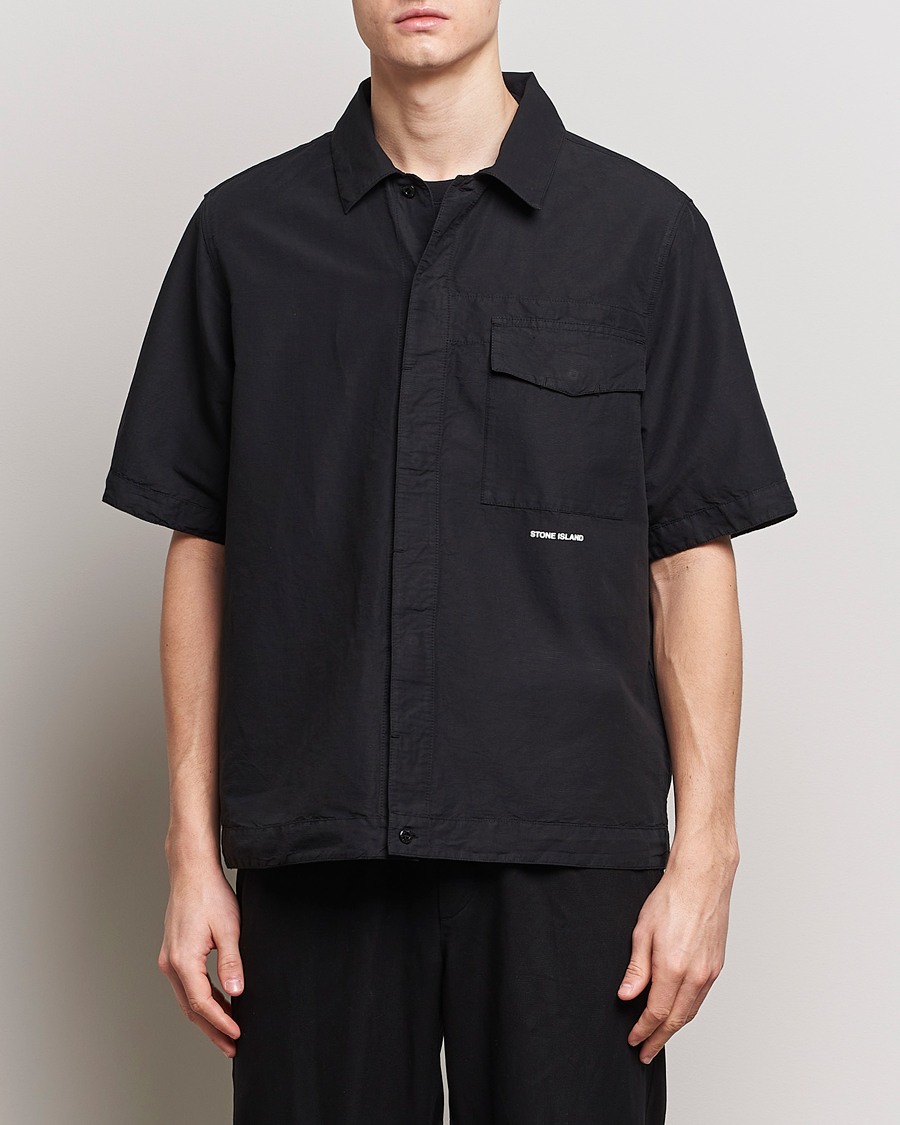 Herre | Skjorter | Stone Island | Cotton/Hemp Short Sleeve Shirts Black