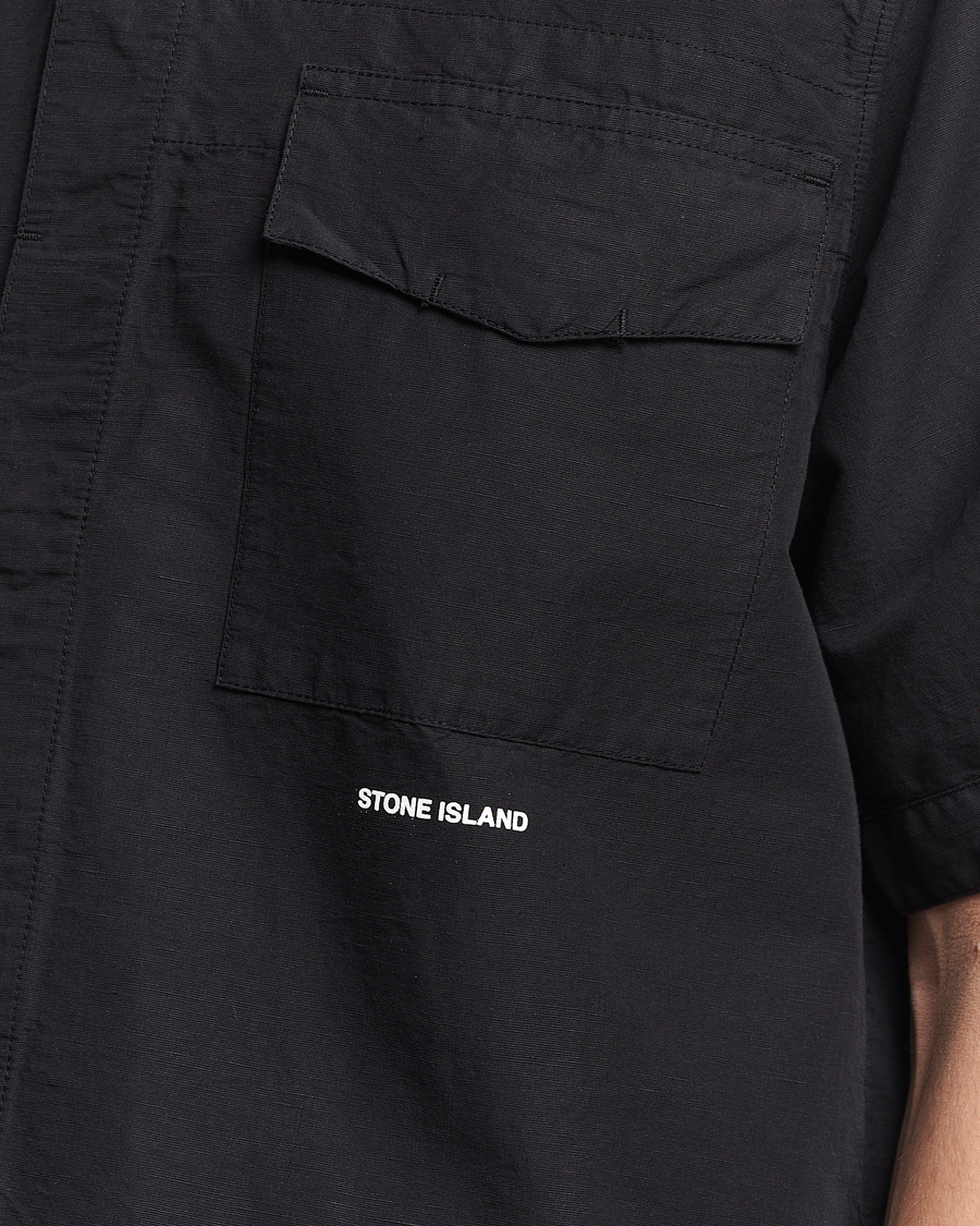 Herre | Skjorter | Stone Island | Cotton/Hemp Short Sleeve Shirts Black
