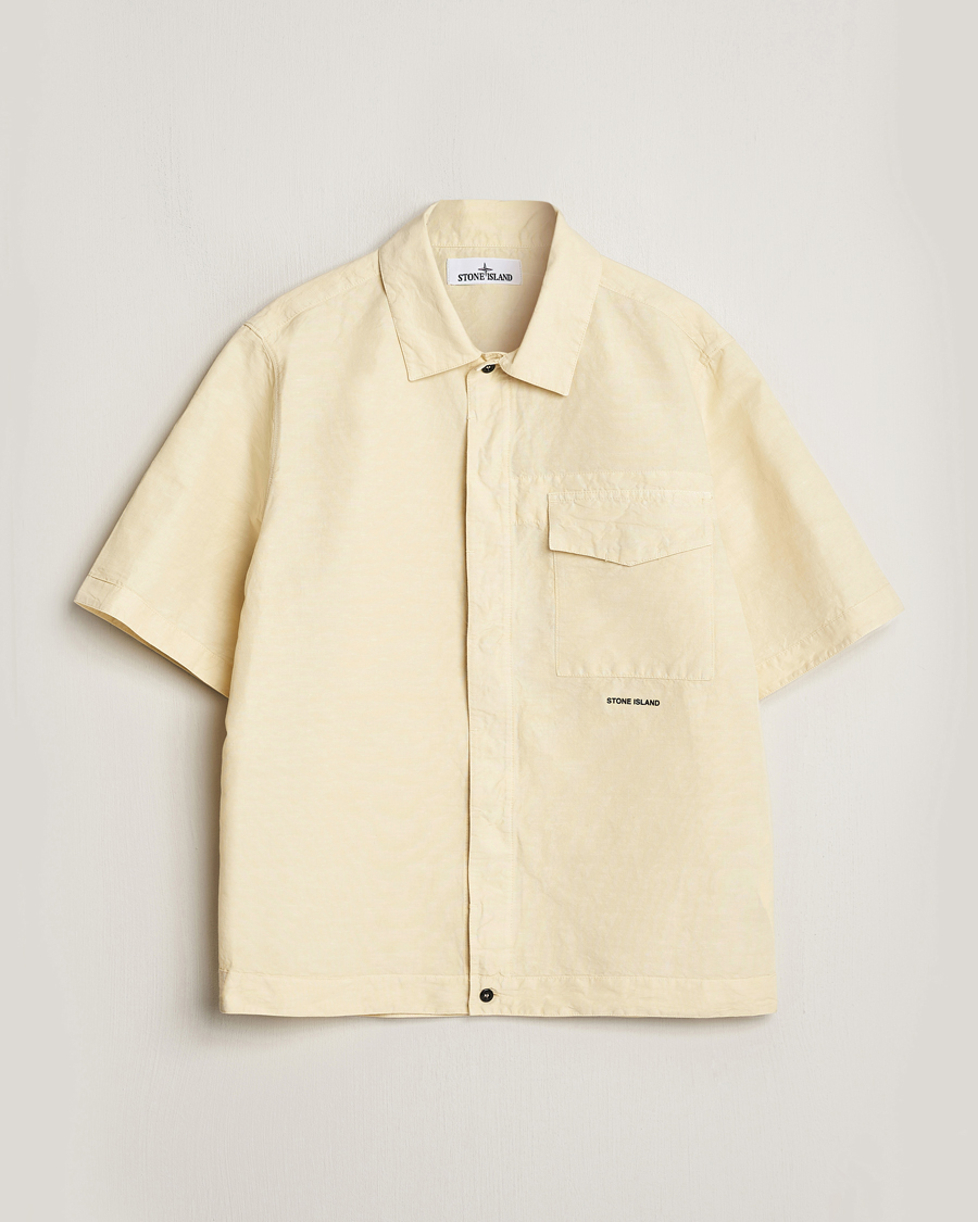 Herre | Skjorter | Stone Island | Cotton/Hemp Short Sleeve Shirts Beige