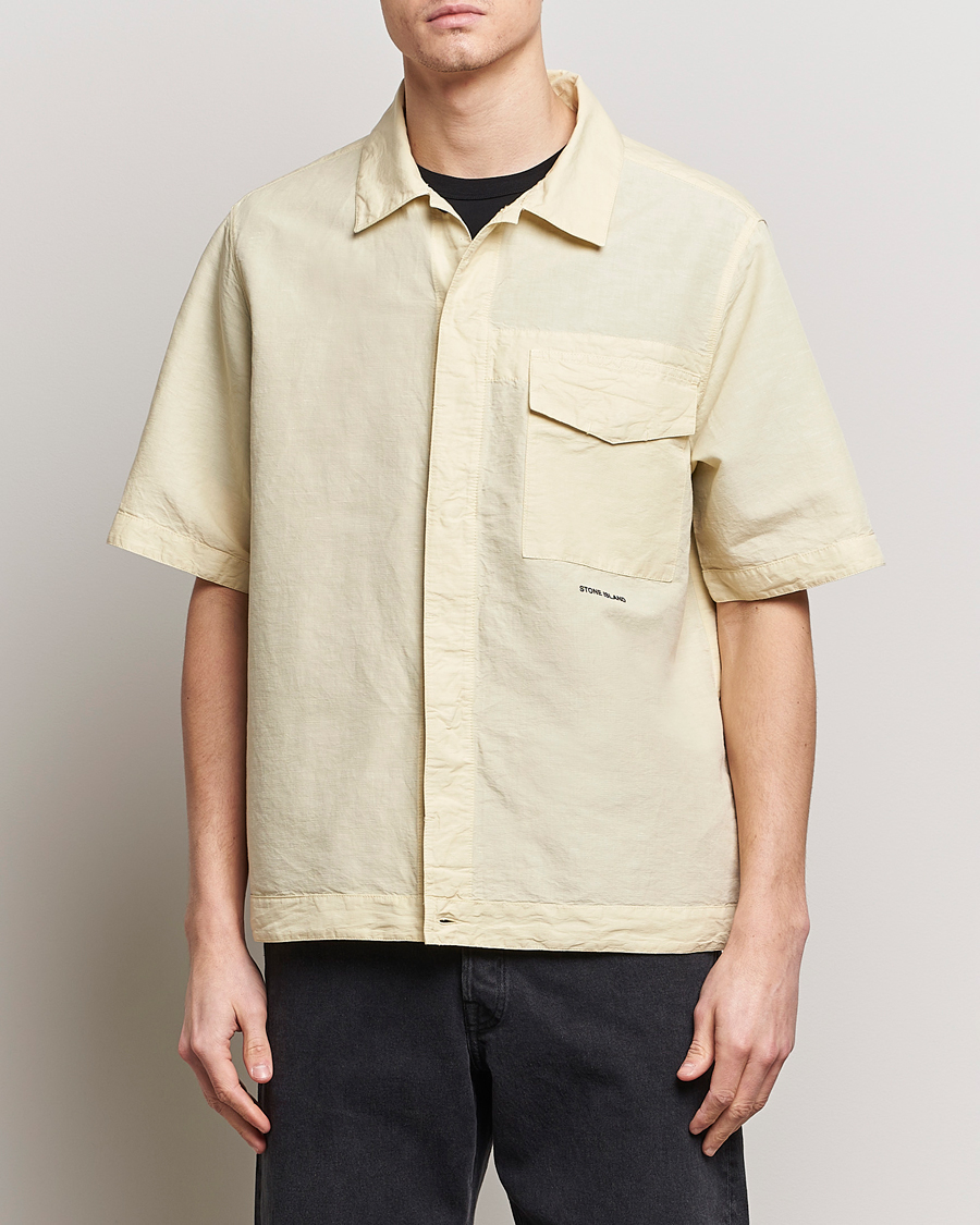 Herre |  | Stone Island | Cotton/Hemp Short Sleeve Shirts Beige