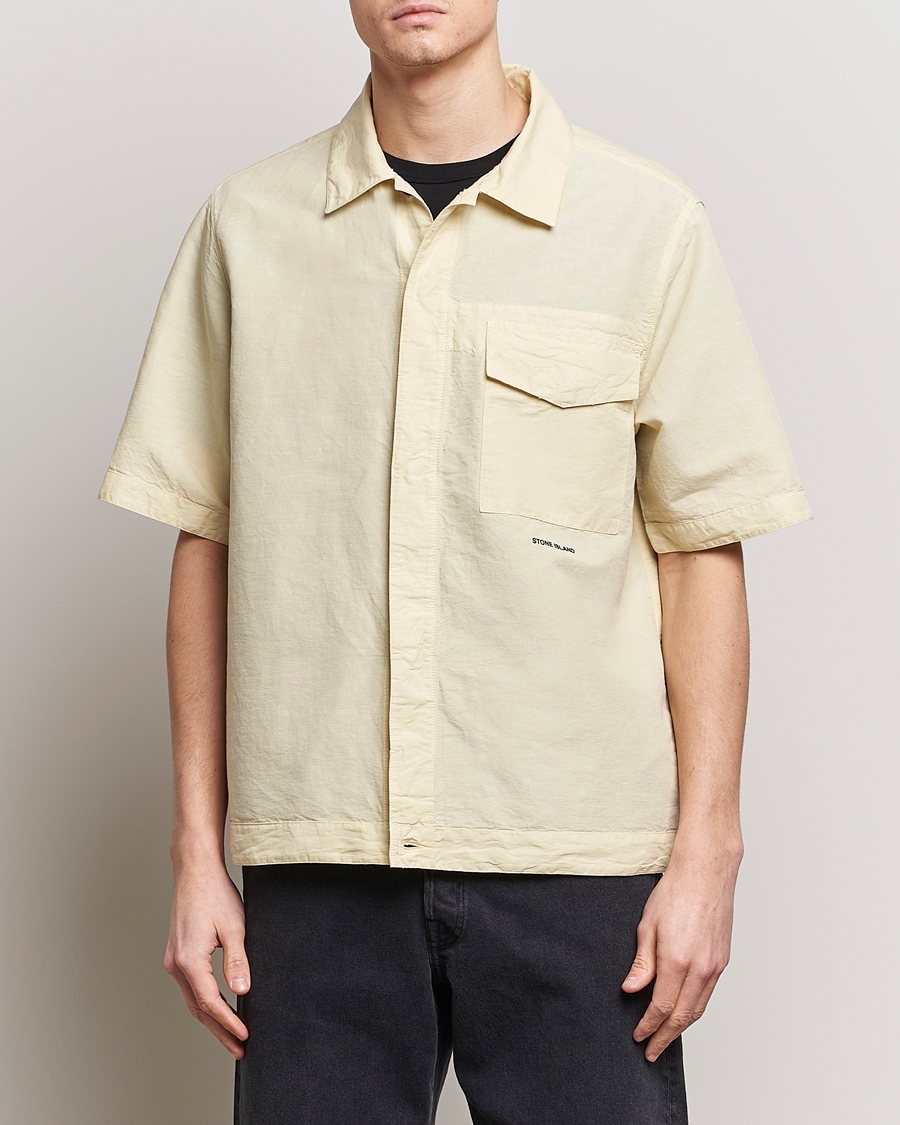 Men | Short Sleeve Shirts | Stone Island | Cotton/Hemp Short Sleeve Shirts Beige