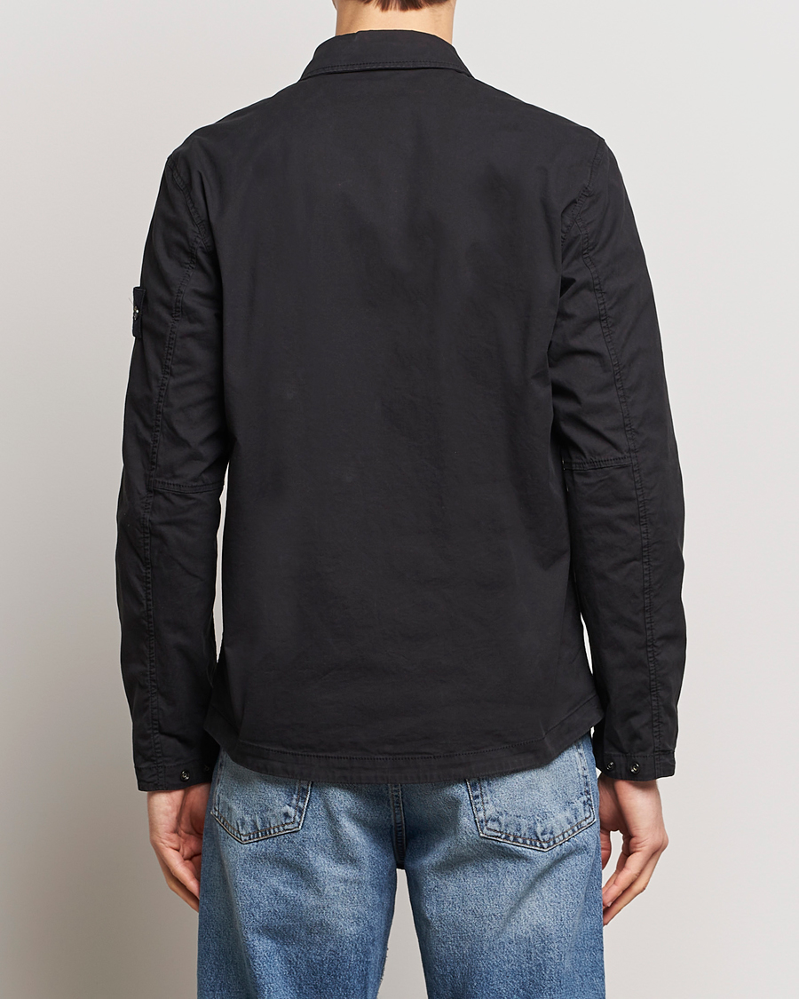 Herre | Skjorter | Stone Island | Cotton Twill Stretch Zip Overshirt Black