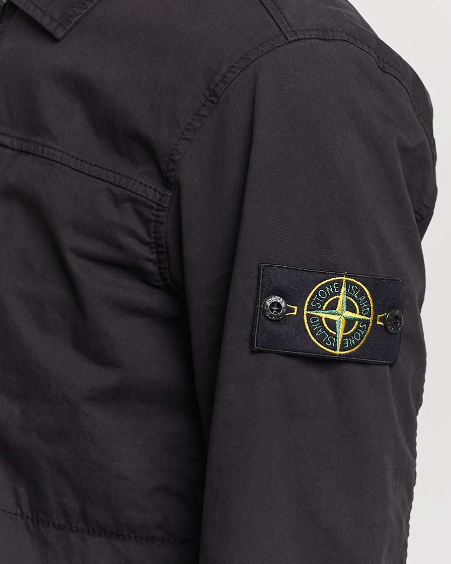 Herre | Skjorter | Stone Island | Cotton Twill Stretch Zip Overshirt Black