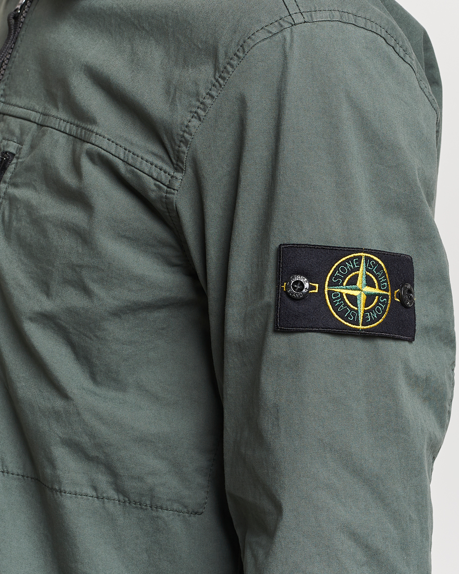 Herre | Skjorter | Stone Island | Cotton Twill Stretch Zip Overshirt Musk
