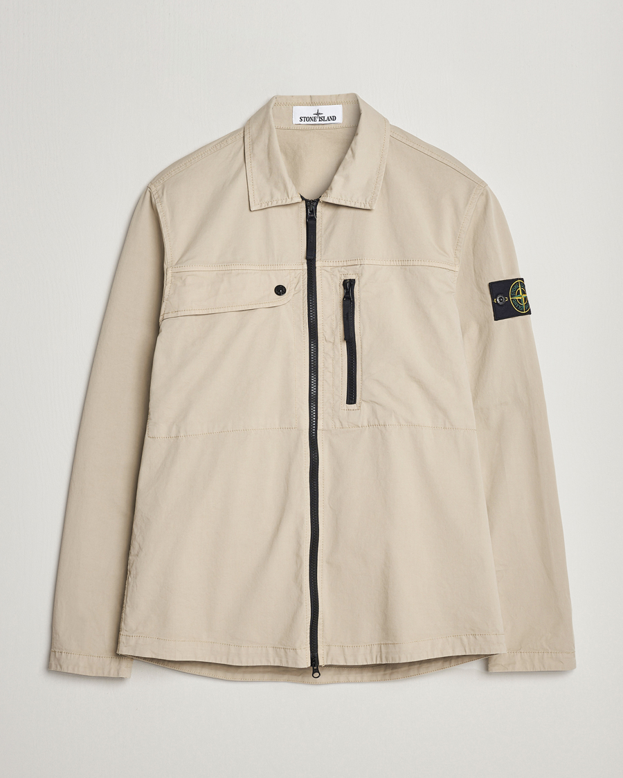 Herre | Skjorter | Stone Island | Cotton Twill Stretch Zip Overshirt Sand