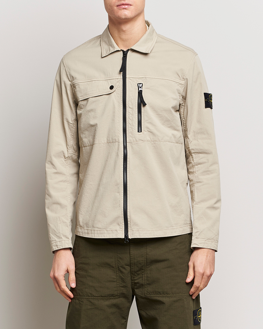 Herr | Stone Island | Stone Island | Cotton Twill Stretch Zip Overshirt Sand