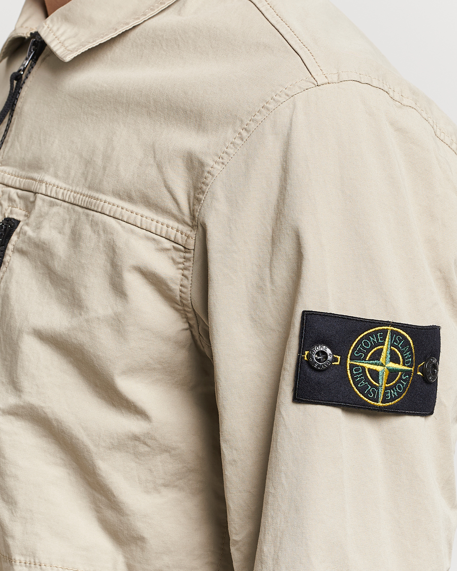 Herre | Skjorter | Stone Island | Cotton Twill Stretch Zip Overshirt Sand