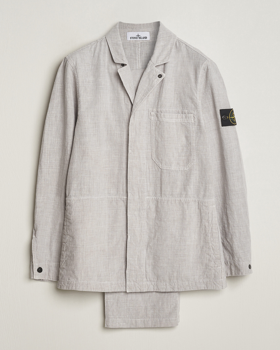 Herre | Dresser | Stone Island | Linen Nylon Relaxed Suit Dove Grey