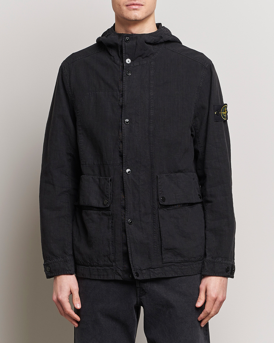 Herre | Tøj | Stone Island | Linen Nylon Hooded Jacket Black