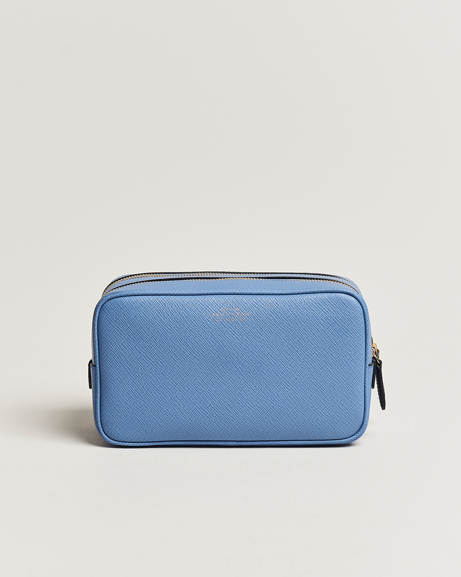 Herre | Smythson Panama Double Zip Washbag Nile Blue | Smythson | Panama Double Zip Washbag Nile Blue