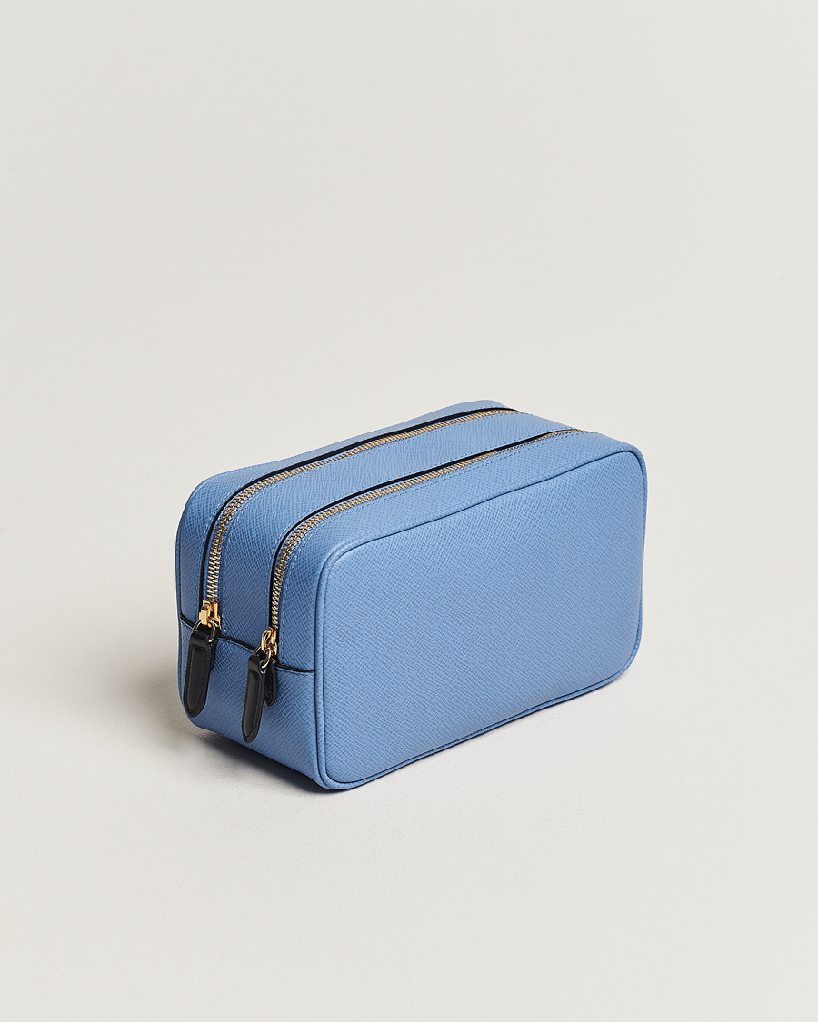 Herre | Smythson Panama Double Zip Washbag Nile Blue | Smythson | Panama Double Zip Washbag Nile Blue