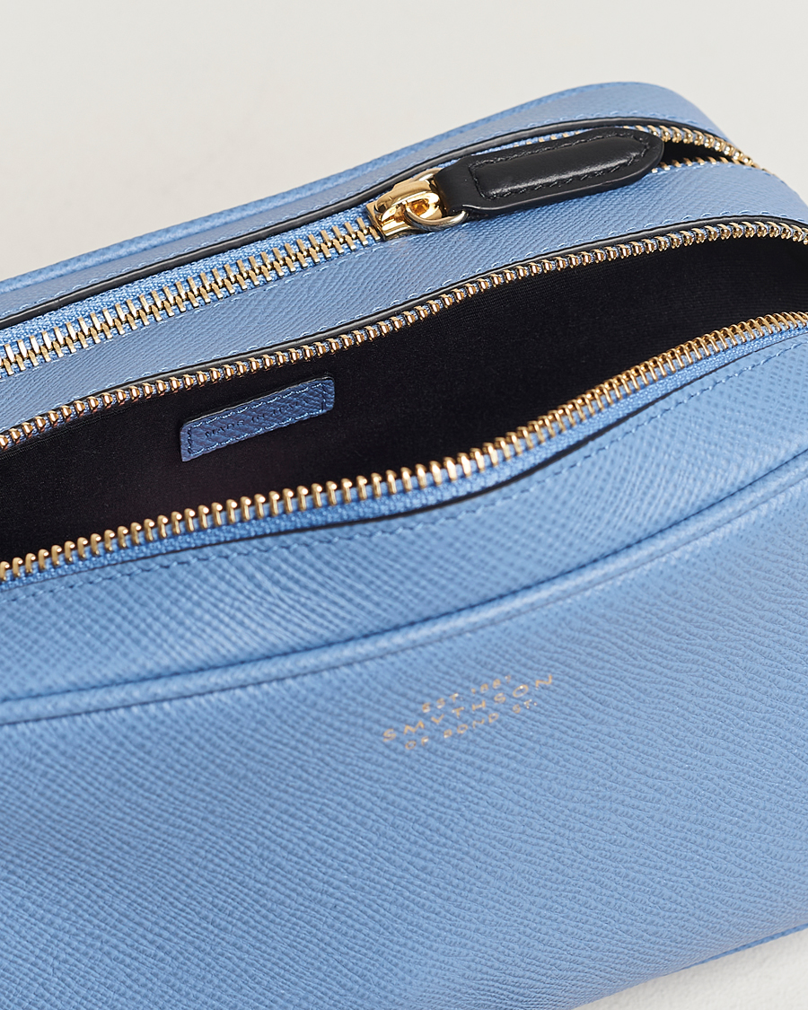 Herre | Vesker | Smythson | Panama Double Zip Washbag Nile Blue