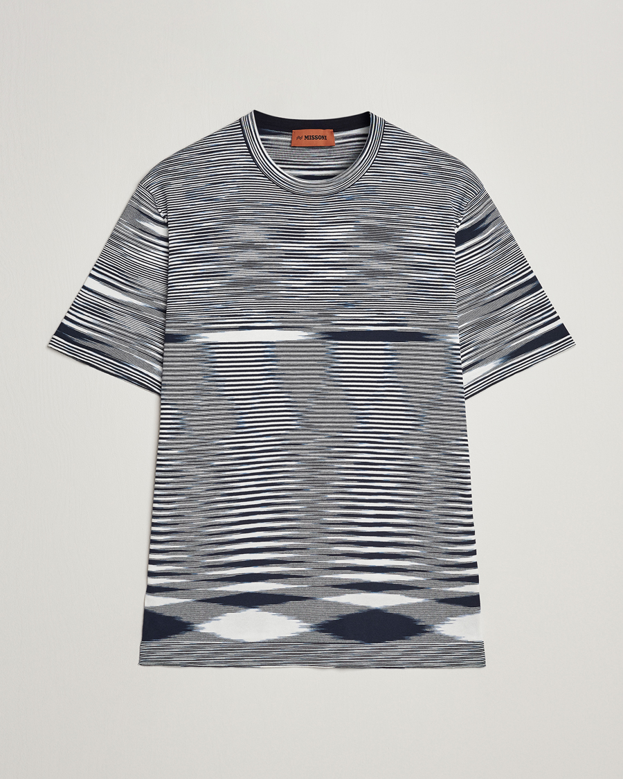 Herre | T-Shirts | Missoni | Space Dyed Knitted T-Shirt White/Navy