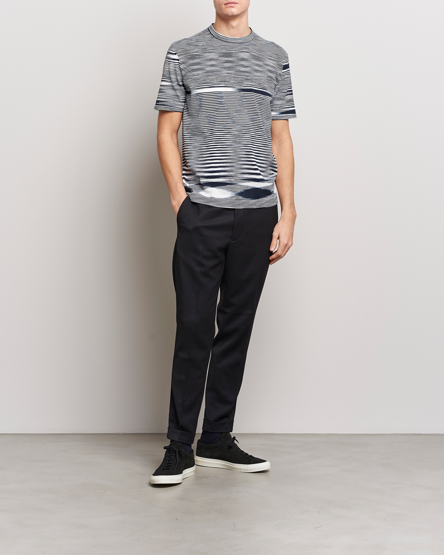 Herre | T-Shirts | Missoni | Space Dyed Knitted T-Shirt White/Navy