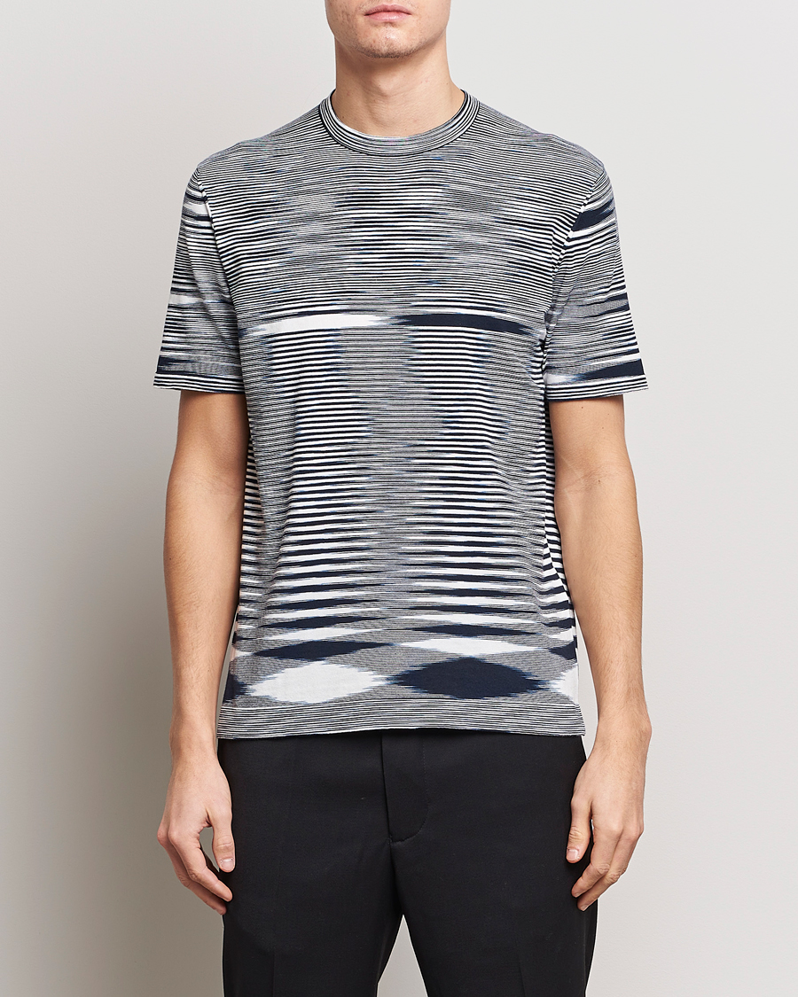 Herre |  | Missoni | Space Dyed Knitted T-Shirt White/Navy