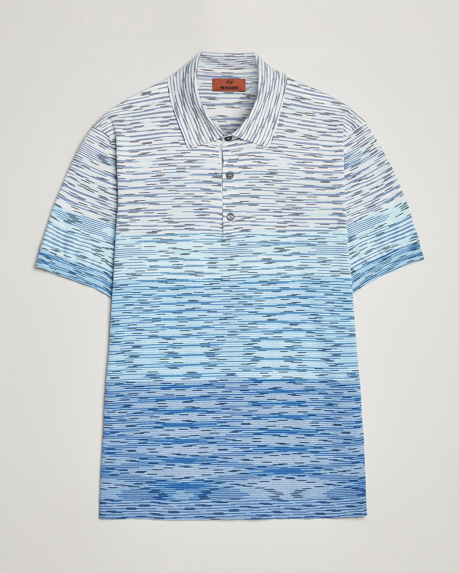 Herre | Pikéer | Missoni | Space Dyed Knitted Polo White/Blue
