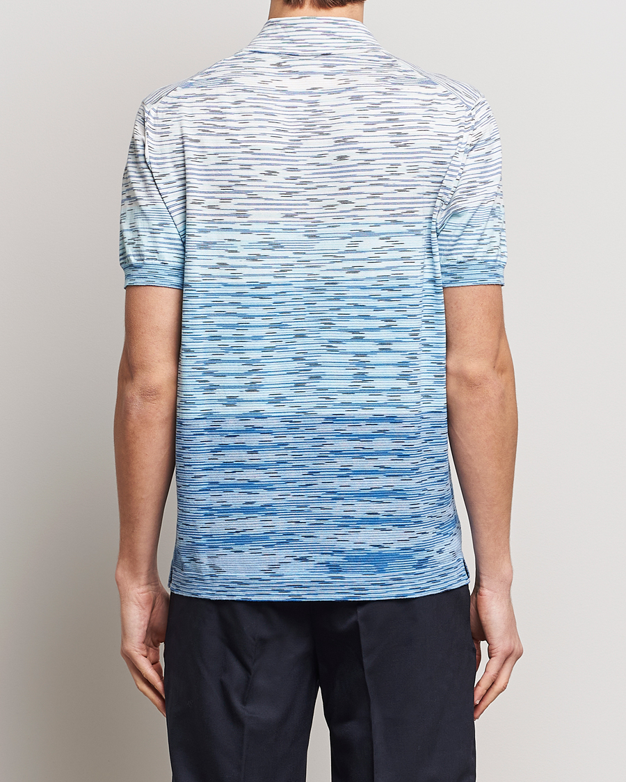 Herre | Pikéer | Missoni | Space Dyed Knitted Polo White/Blue