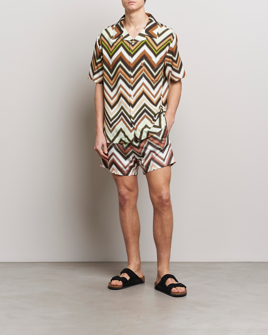 Herre | Skjorter | Missoni | Zig Zag Printed Camp Shirt Brown/Green