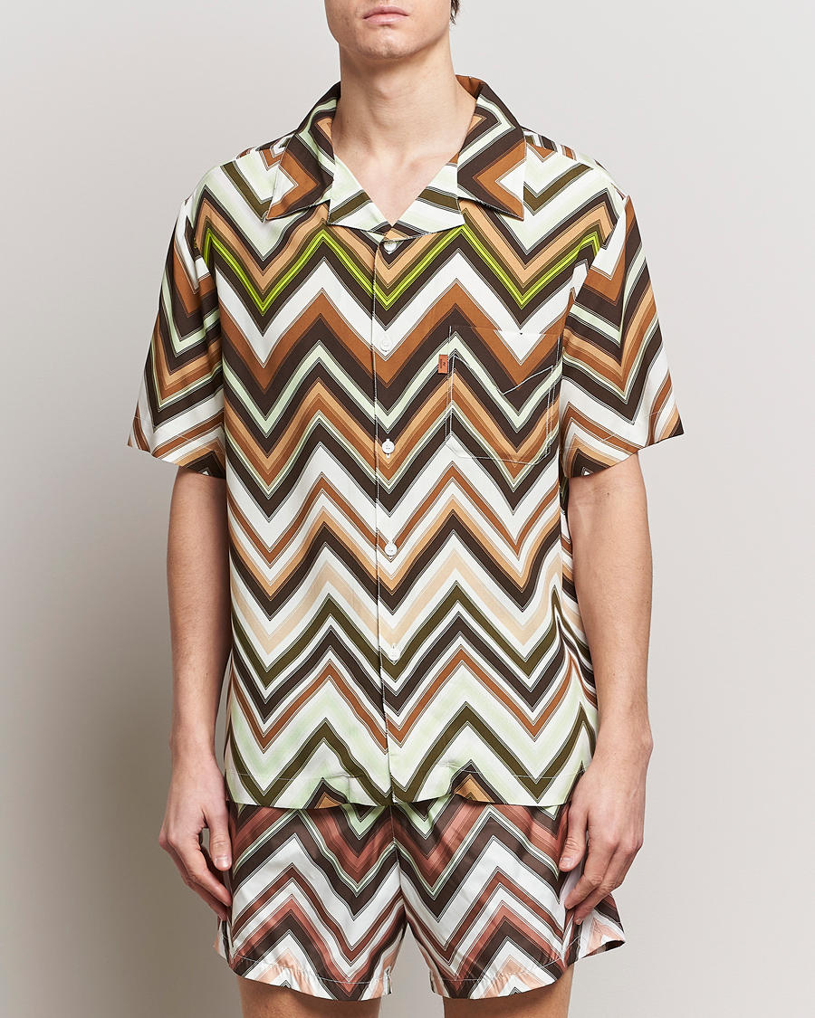 Herre | Italian Department | Missoni | Zig Zag Printed Camp Shirt Brown/Green