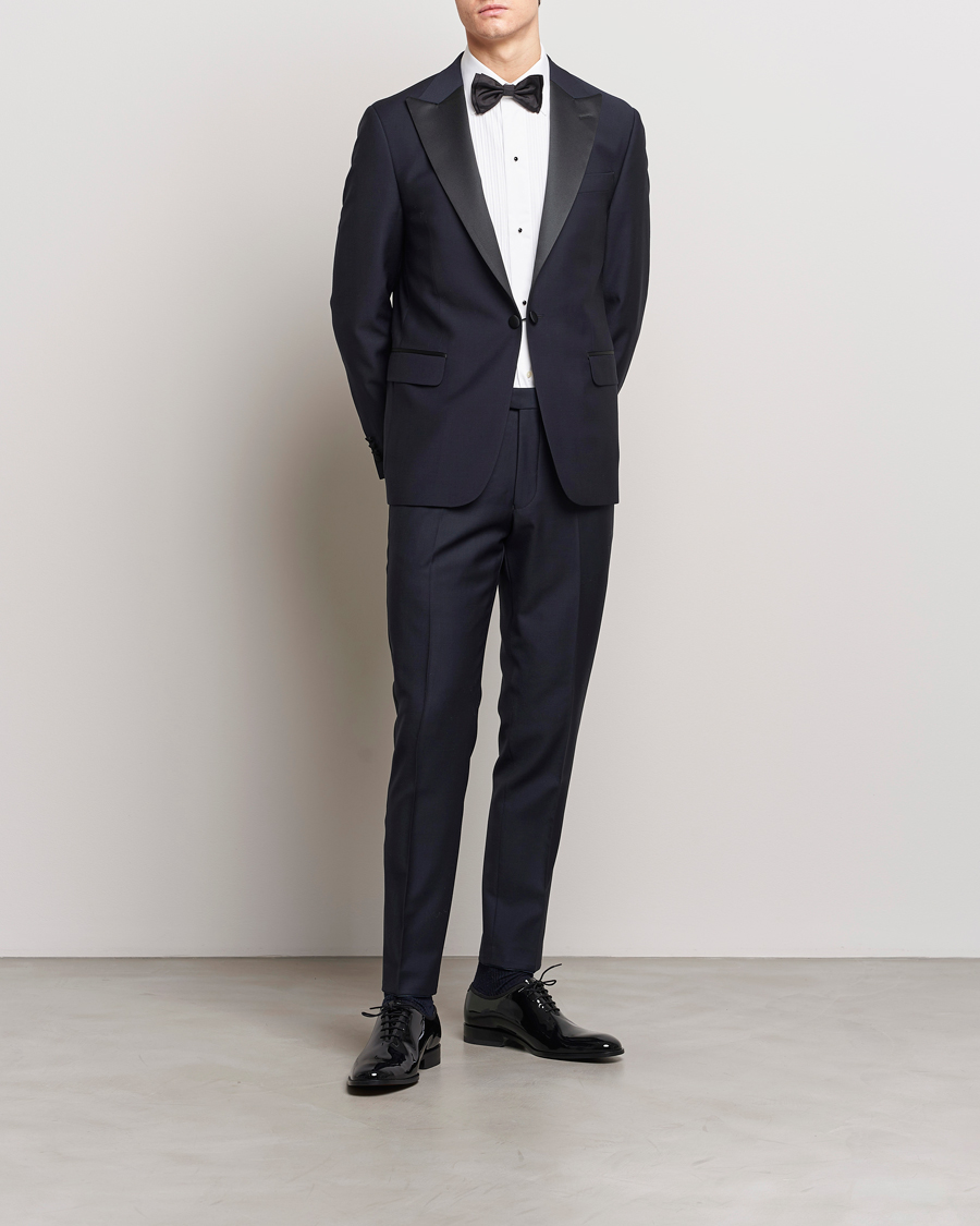 Herre | Dressjakker | Oscar Jacobson | Frampton Wool Tuxedo Blazer Navy