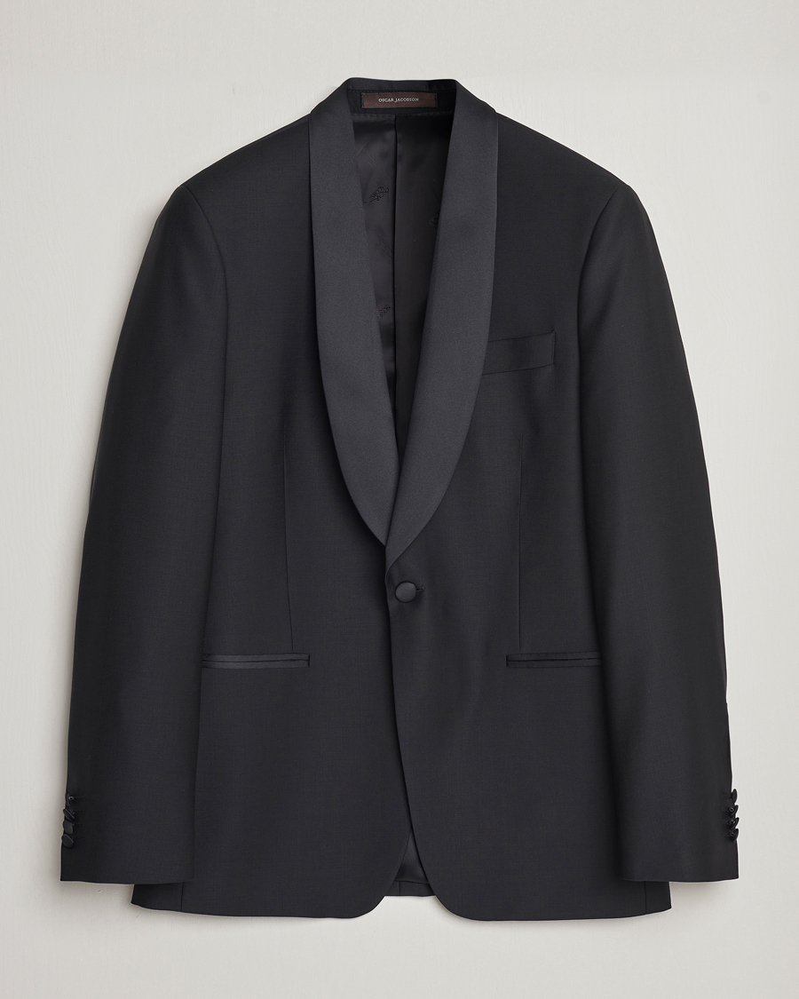 Herre | Dressjakker | Oscar Jacobson | Figaro Wool Tuxedo Blazer Black