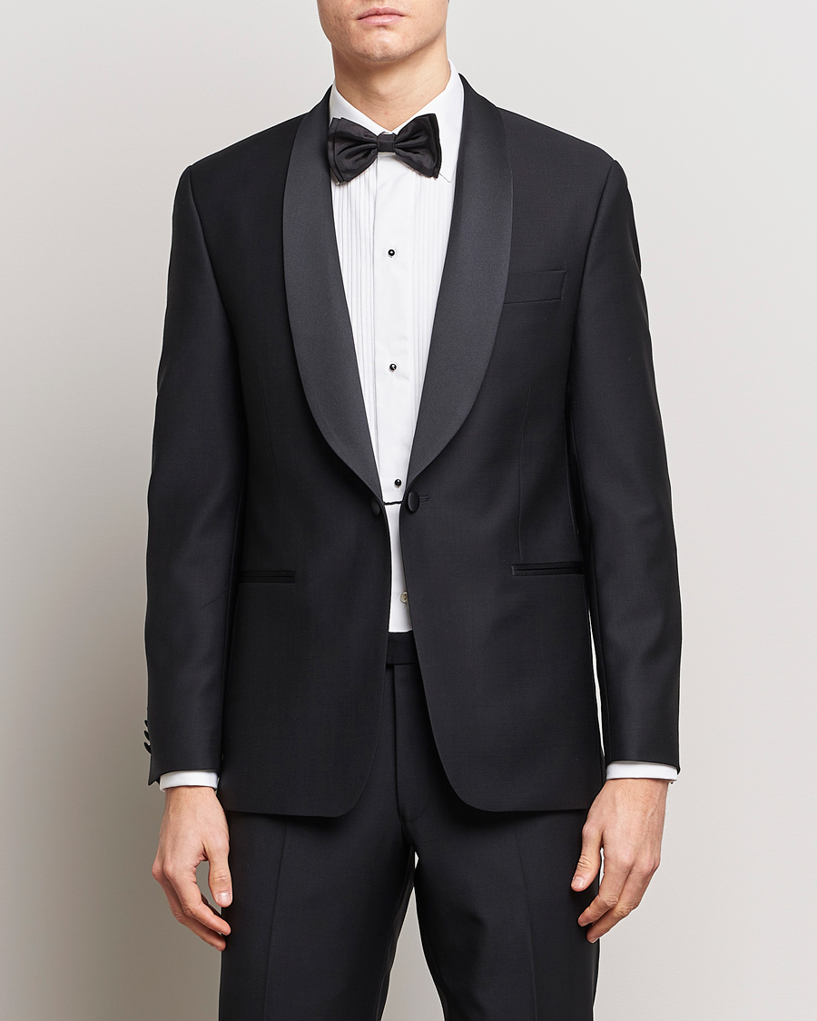 Herr | Kavajer | Oscar Jacobson | Figaro Wool Tuxedo Blazer Black