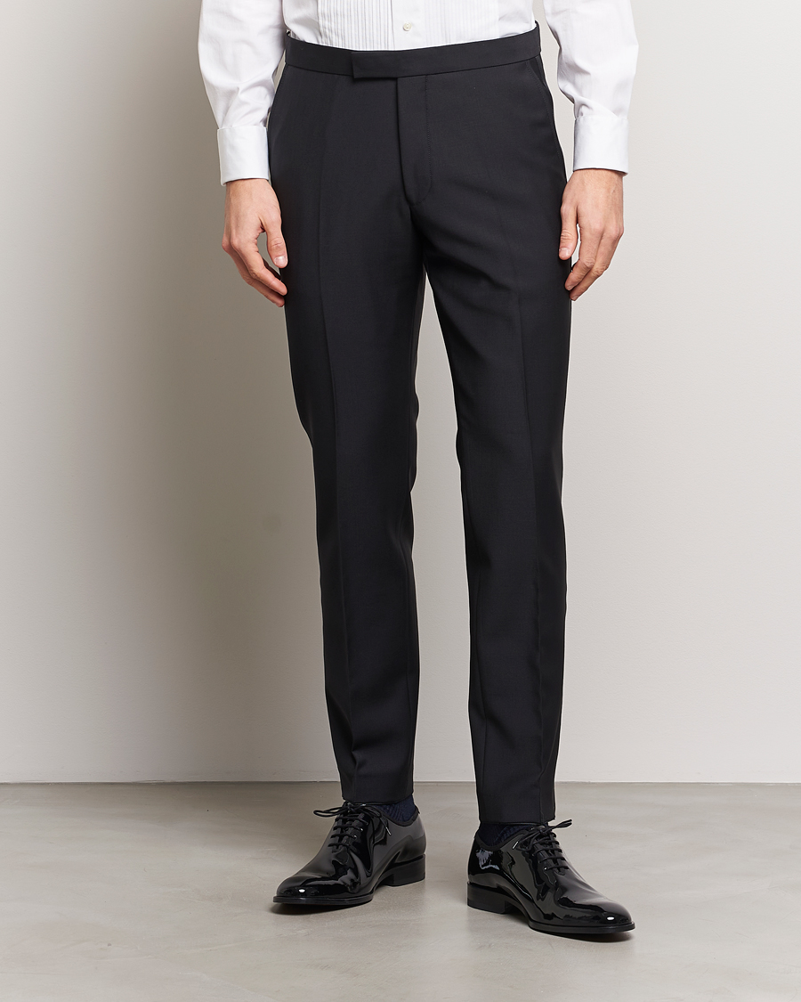 Herre | Bukser | Oscar Jacobson | Denz Wool Tuxedo Trousers Black