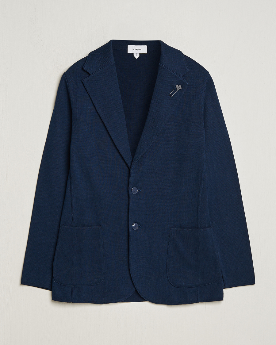 Herre | Dressjakker | Lardini | Knitted Cotton Blazer Navy