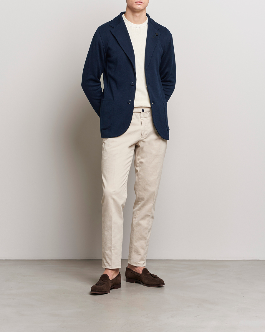 Herre | Dressjakker | Lardini | Knitted Cotton Blazer Navy